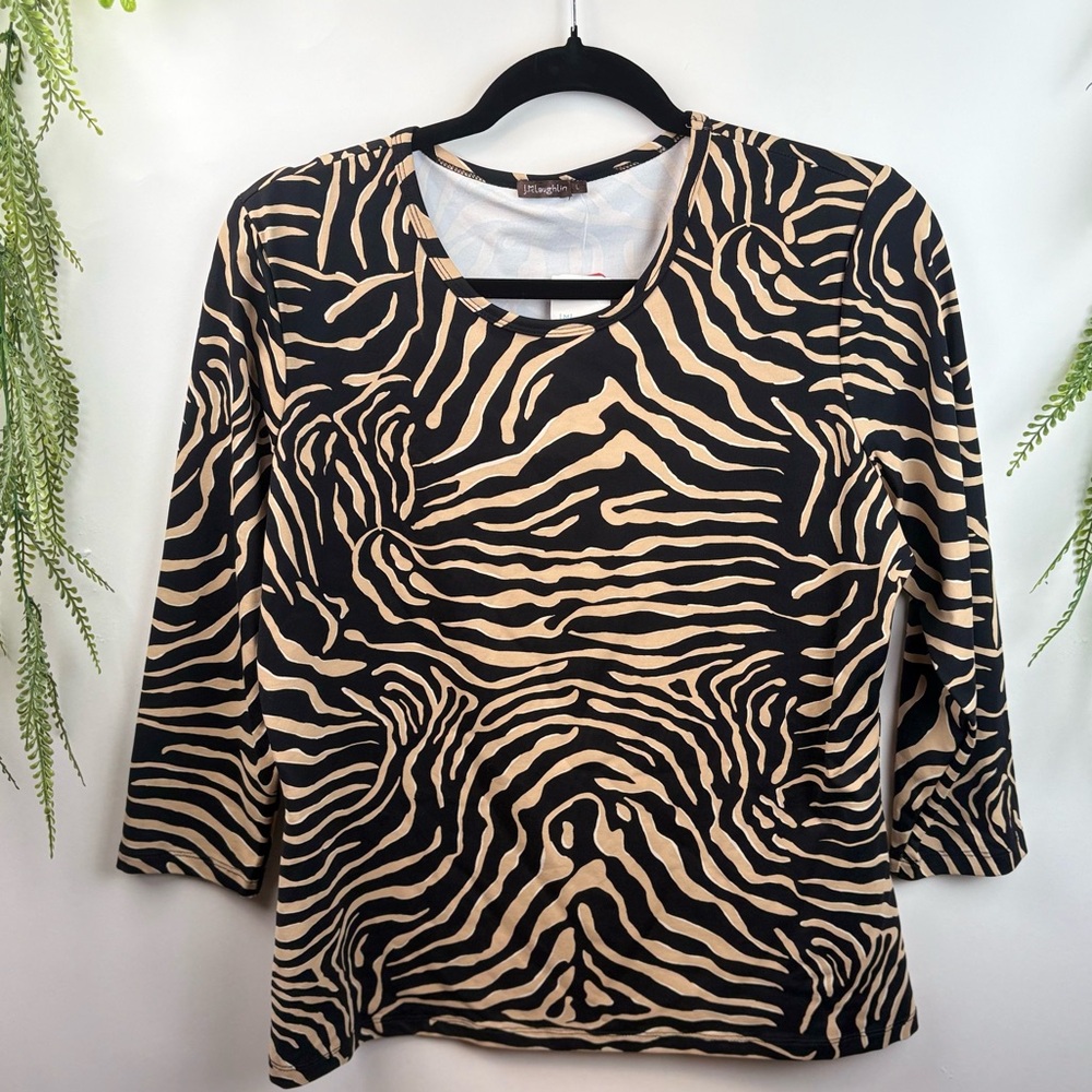 J. McLaughlin  Top. Gorgeous. Brown and tan zebra print.  NWT
